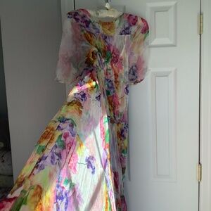 Johnny Was floral silk maxi M "Fiona"
